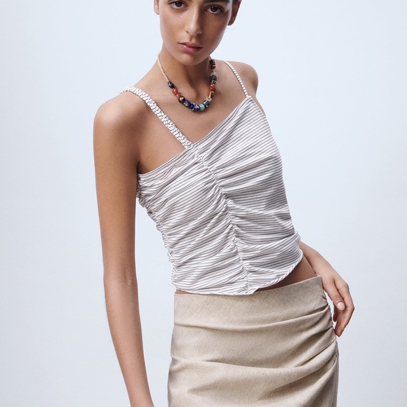 NWT ZARA RUCHED striped top - Picture 8 of 10